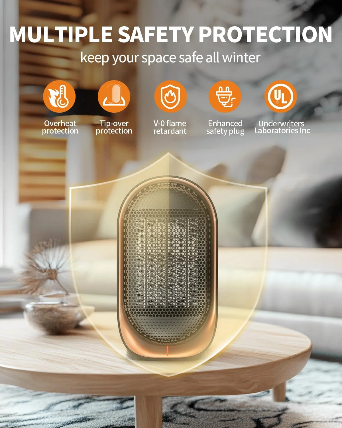 Electric Heater, Small Portable Heaters for Indoor Use, Mini Space Heater for Office Patio Garage Home Use, Desk Ceramic Heaters with Overheat & Tip-Over Protection