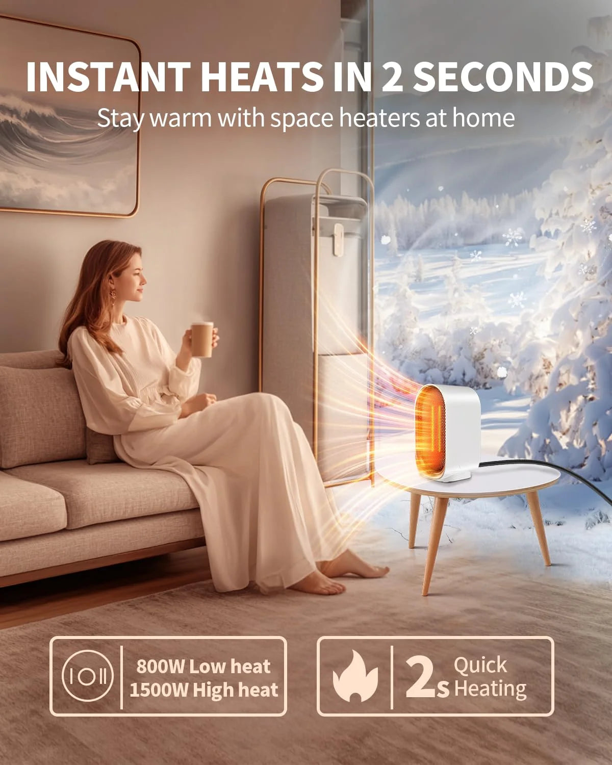 Electric Heater, Small Portable Heaters for Indoor Use, Mini Space Heater for Office Patio Garage Home Use, Desk Ceramic Heaters with Overheat & Tip-Over Protection