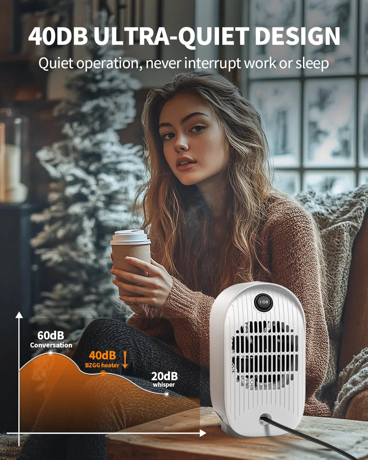 Electric Heater, Small Portable Heaters for Indoor Use, Mini Space Heater for Office Patio Garage Home Use, Desk Ceramic Heaters with Overheat & Tip-Over Protection
